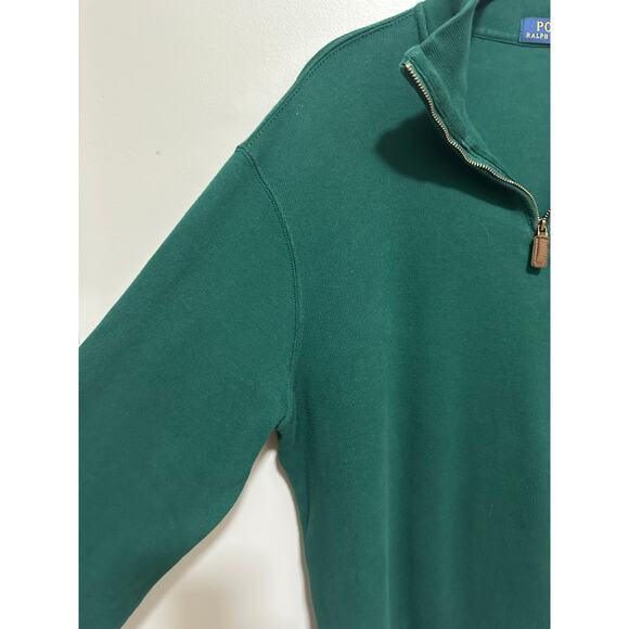 Polo Ralph Lauren Estate Rib Dark Green Quarter-Zip Pullover Large - Picture 6 of 7